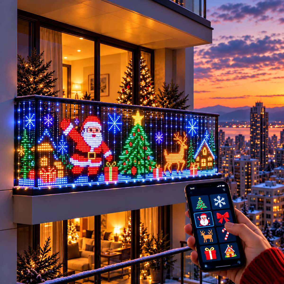 Smart LED Christmas Curtain Lights – Christmas Holiday Home Decor CH07 180902
