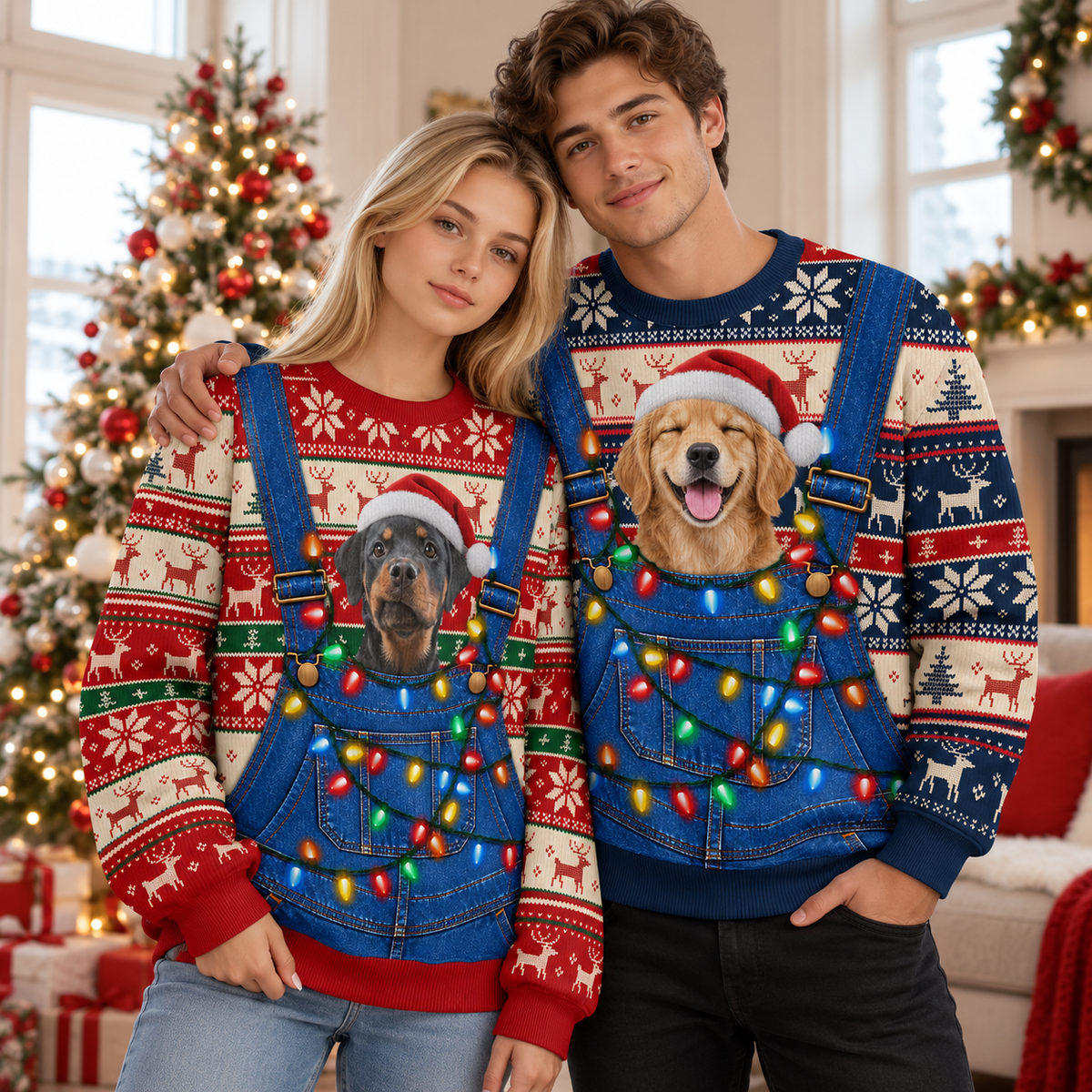 Custom Photo Dog Cat Personalized Christmas Ugly Sweater - Gifts For Dog Cat Lovers HA75 919512