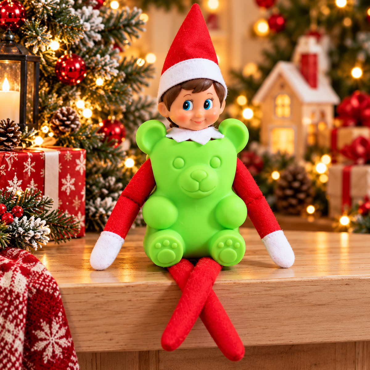 3D Teddy Bear Elf Costume – Funny Christmas Elf Doll Outfit & Holiday Accessories CH07 180808