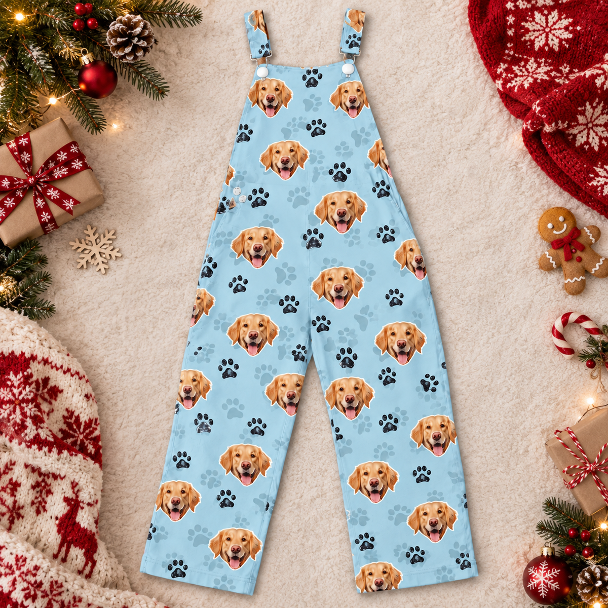 Custom Dog Face Photo Overall Jumpsuit Christmas Gift For Dog Lovers CH07 180788