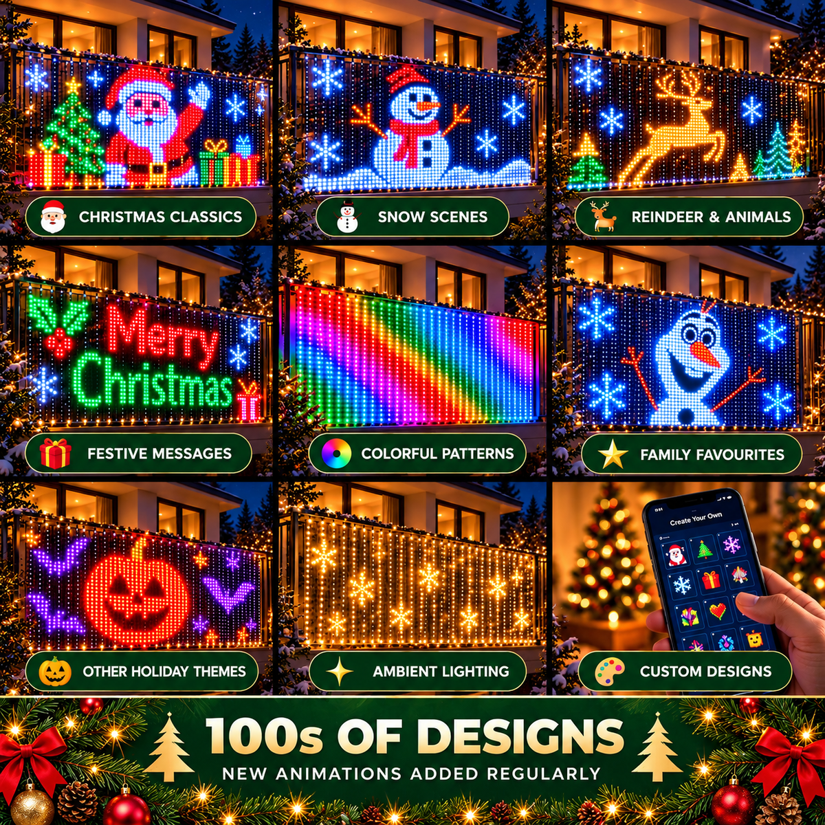 Smart LED Christmas Curtain Lights – Christmas Holiday Home Decor CH07 180902