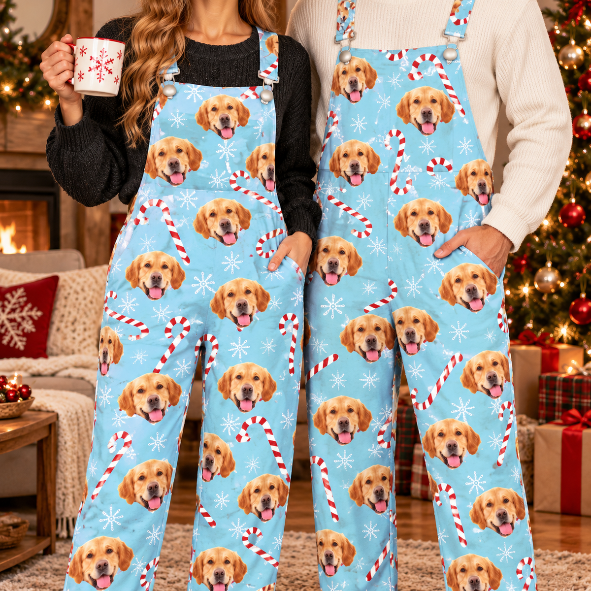 Custom Photo With Christmas Pattern - Personalized Overall Jumpsuit Gift For Dog Lovers CH07 180816