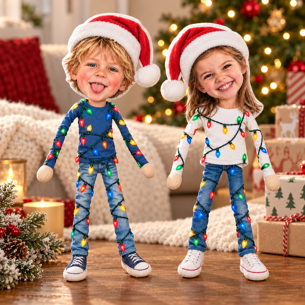 Personalized Family Member Photo Christmas Light Mini Me Doll Funny Gift CH07 180988