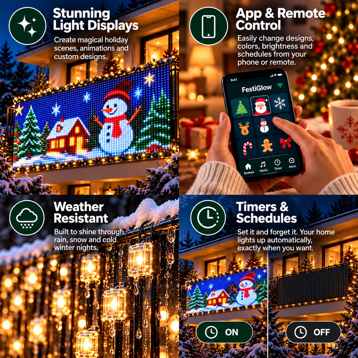 Smart LED Christmas Curtain Lights – Christmas Holiday Home Decor CH07 180902