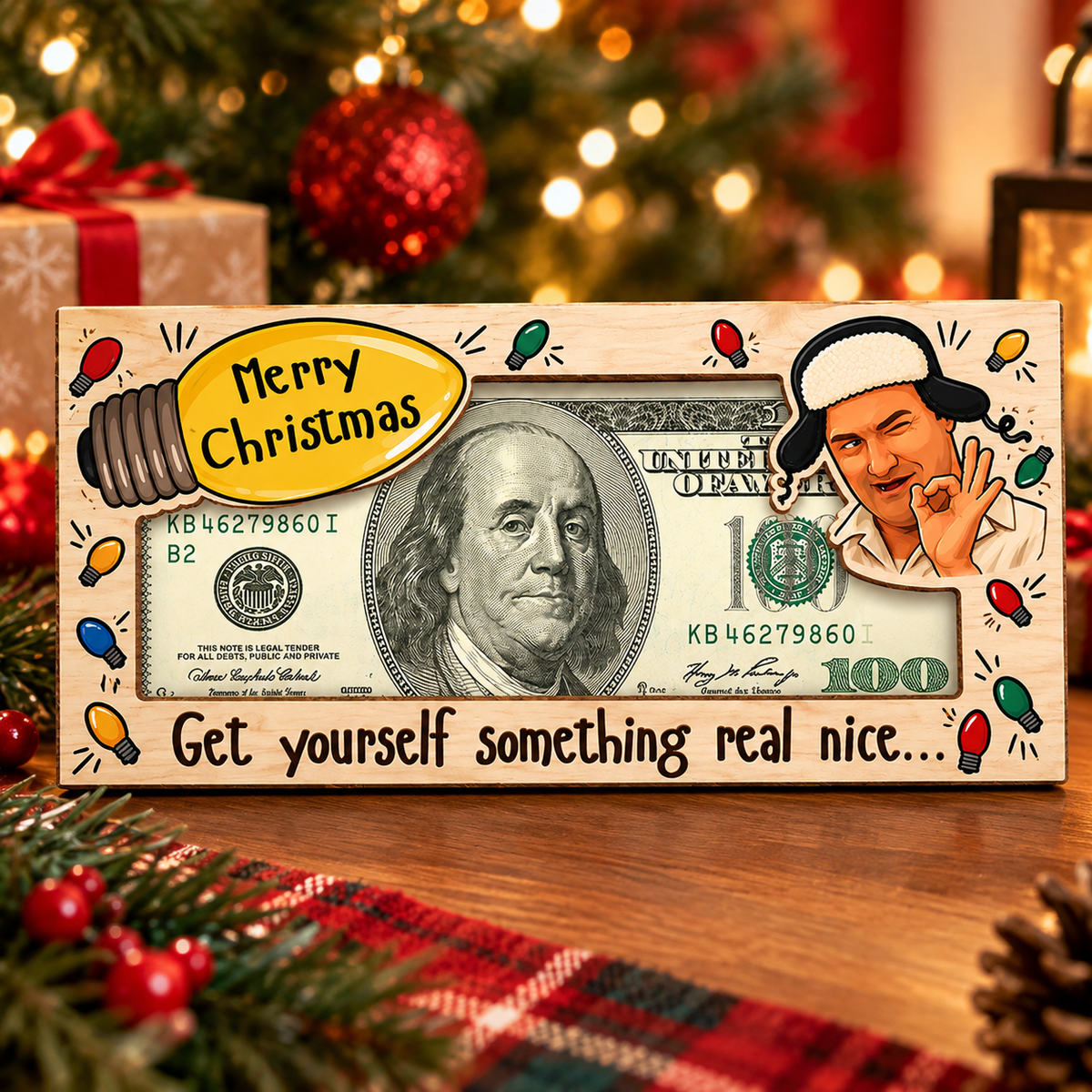 Funny Cousin Christmas Movie Wood Money Holder - Get Yourself Something Real Nice CH07 180790