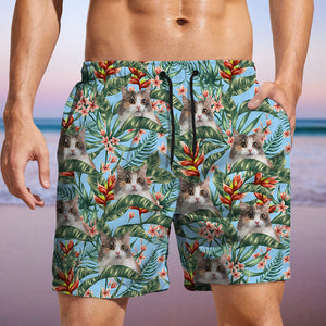 Custom Cat Photo Hawaii In The Air Family Man's Beach Short HO82 894272