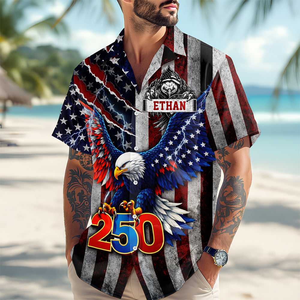 Personalized Name Eagle USA Retro Flag 250 Anniversary Hawaiian Shirt LM32 899697