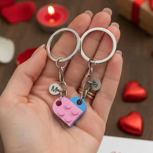 Personalized Initial Heart Keychain Set For Couple TH10 898023
