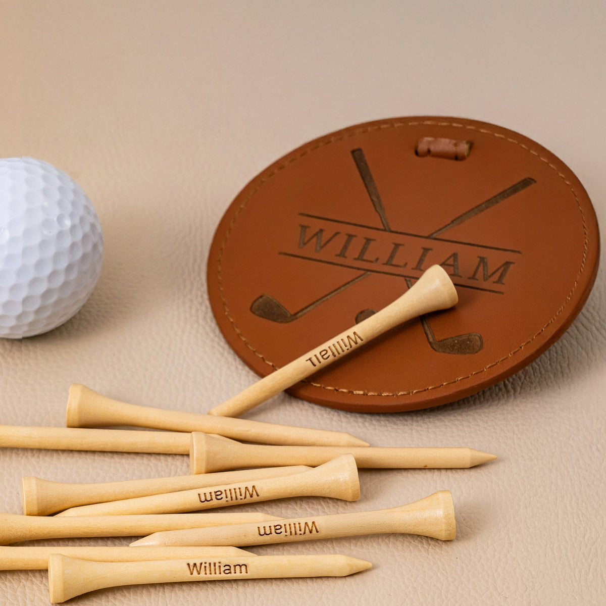 Personalized Leather Golf Bag Tag Gift with Golf Tees Gift for Golfer, Golf Ball Marker HA75 898332