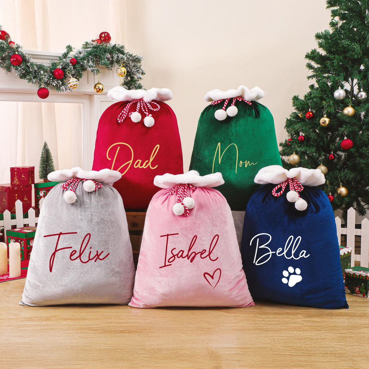 Personalized Christmas Family Santa Bag, Santa Sack with Name For Kids CH07 896472