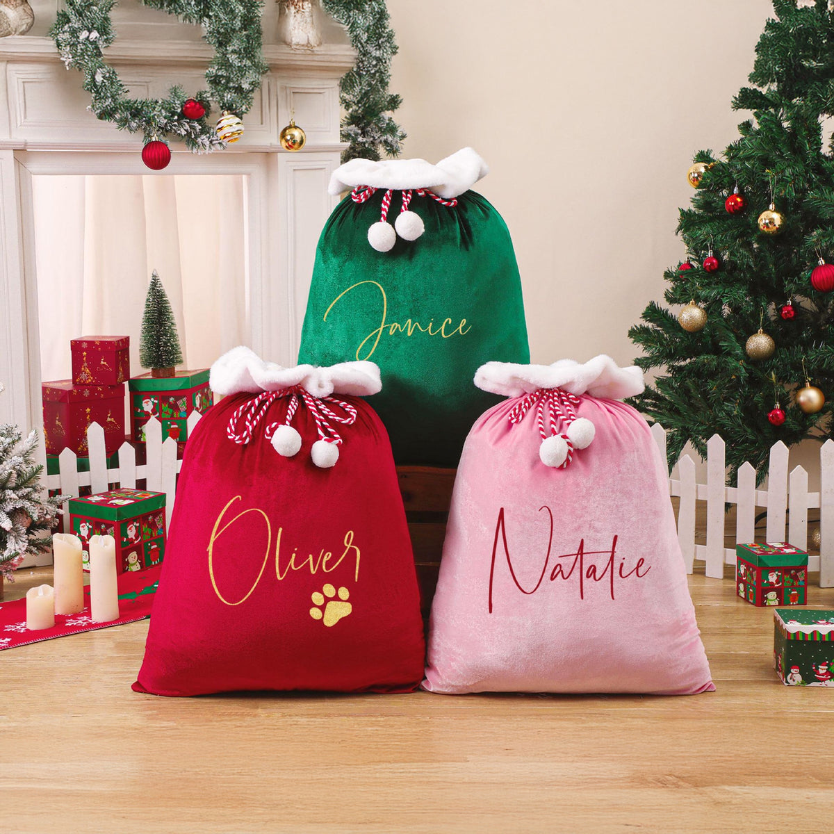 Personalized Christmas Family Santa Bag, Santa Sack with Name For Kids CH07 896472