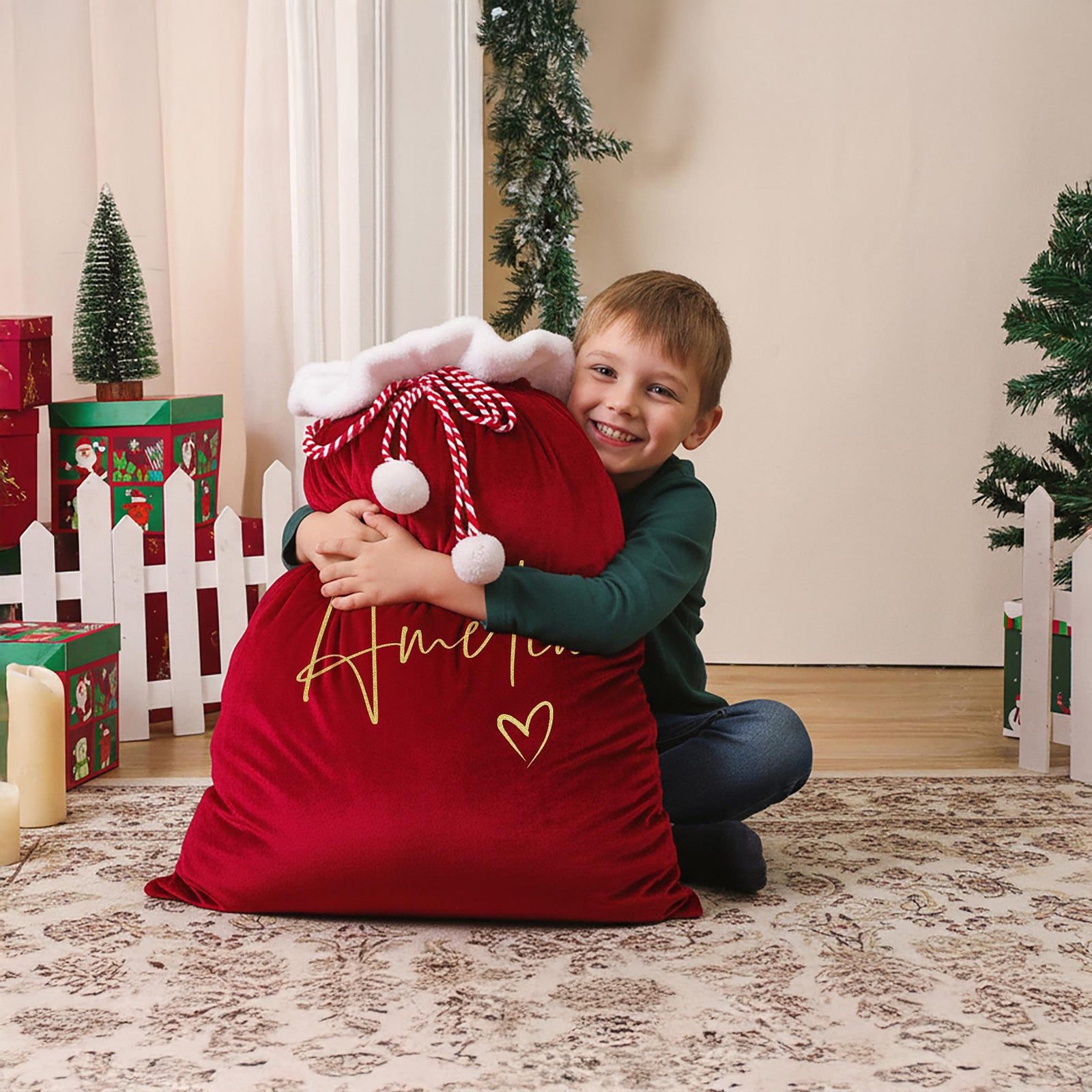 Personalized Christmas Family Santa Bag, Santa Sack with Name For Kids CH07 896472