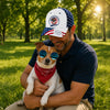 Custom Photo Human Belongs To US 250 Anniversary Classic Cap - Gift For Dog Lovers, Dog Dad, Father's Day HO82 902484
