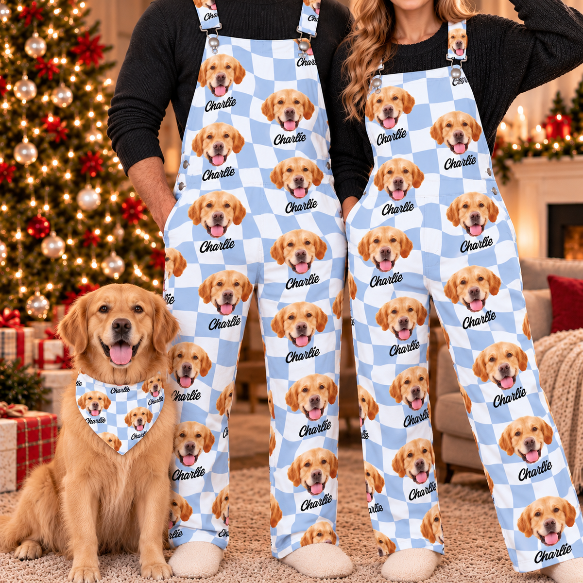 Custom Dog Cat Face Gingham Pattern Overall Jumpsuit For Dog Cat Lovers CH07 180812