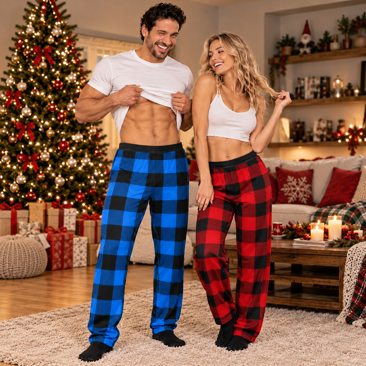 Personalized Funny Hilarious See Through Butt Illusion With Christmas Pattern Sweatpants And Pajamas Pants HO82 904188