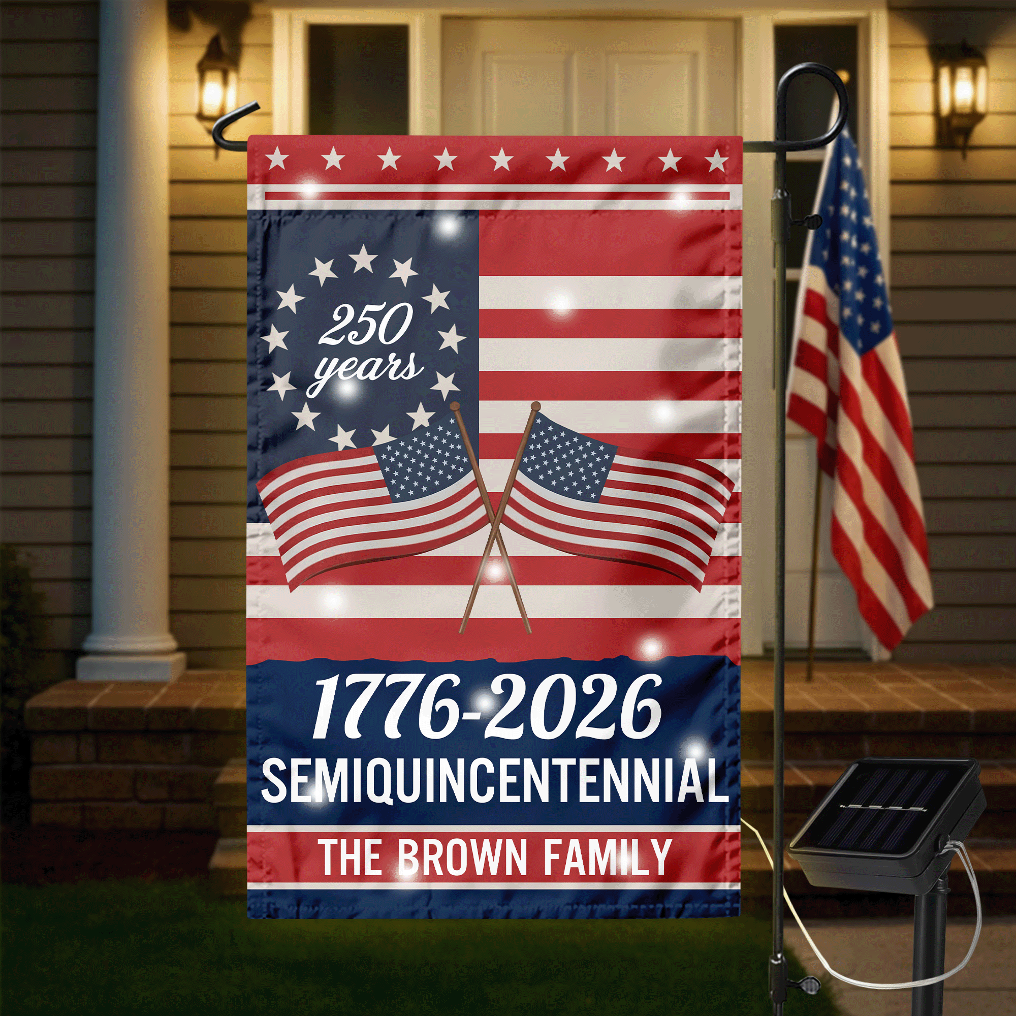 Custom Family Name Semiquincentennial 250th Anniversary LED Garden Flag LM32 895867