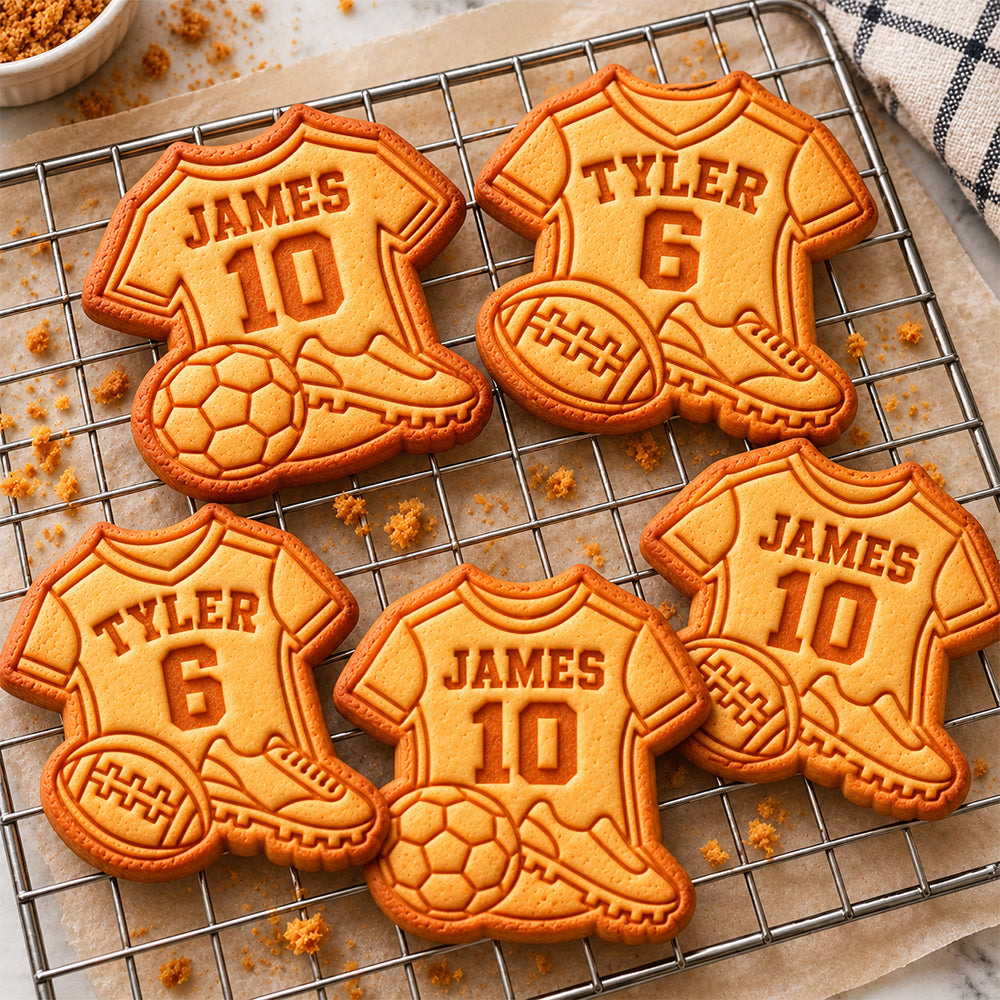 Custom Name Football Shirt Shaped Cookie Stamp, Sports Celebration Baking Accessory HO82 904160