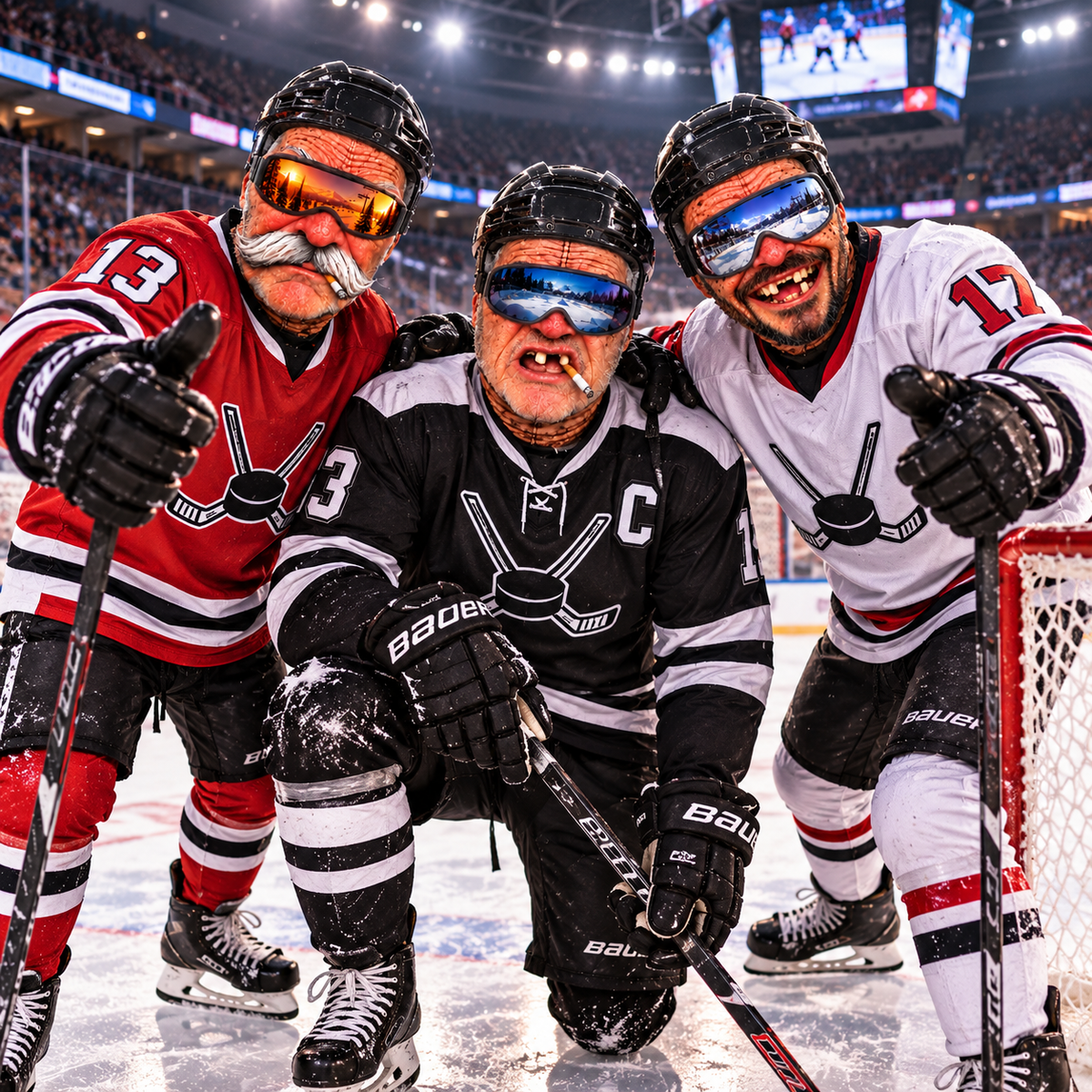 Funny Old Man Face Hockey Players 3D Face Mask, Sport Lovers Gift CH07 180806
