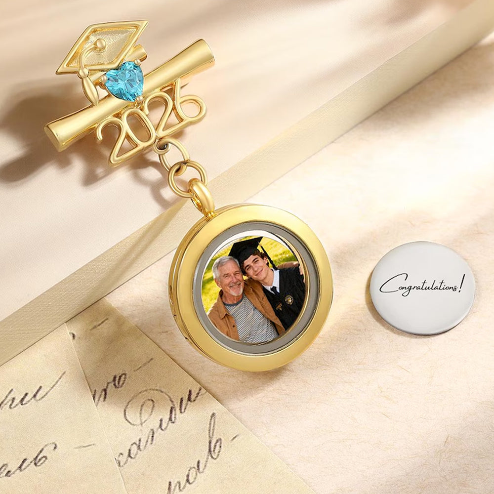 Custom Memorial Photo Walking With You Today and Always Graduation Birthstone Grad Gown Pin HA75 921078