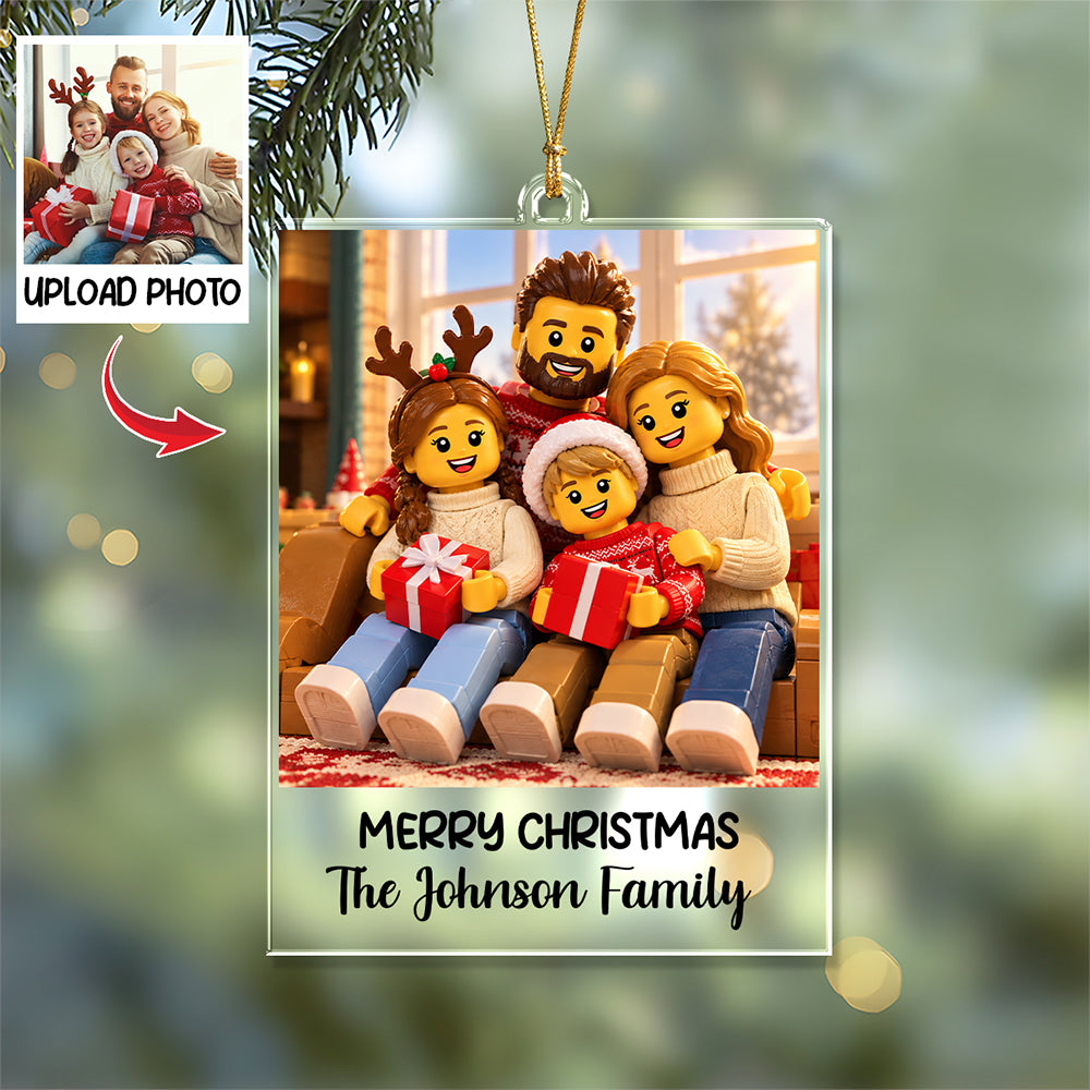 Custom Lego Family Photo Merry Christmas Acrylic Ornament CH07 180710