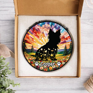 Custom Floral Dog Memorial For Dog Lover Stained Glass Suncatcher TH10 894461