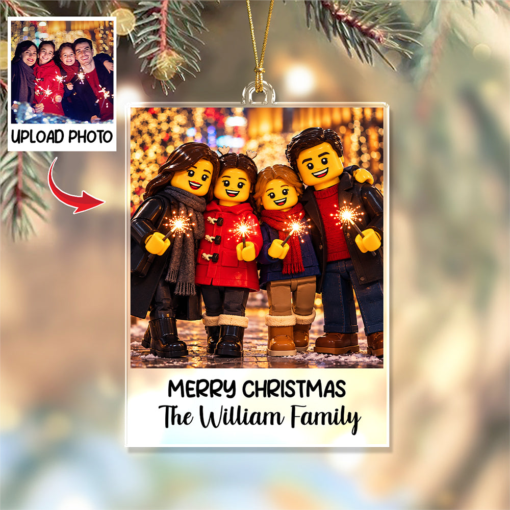 Custom Lego Family Photo Merry Christmas Acrylic Ornament CH07 180710