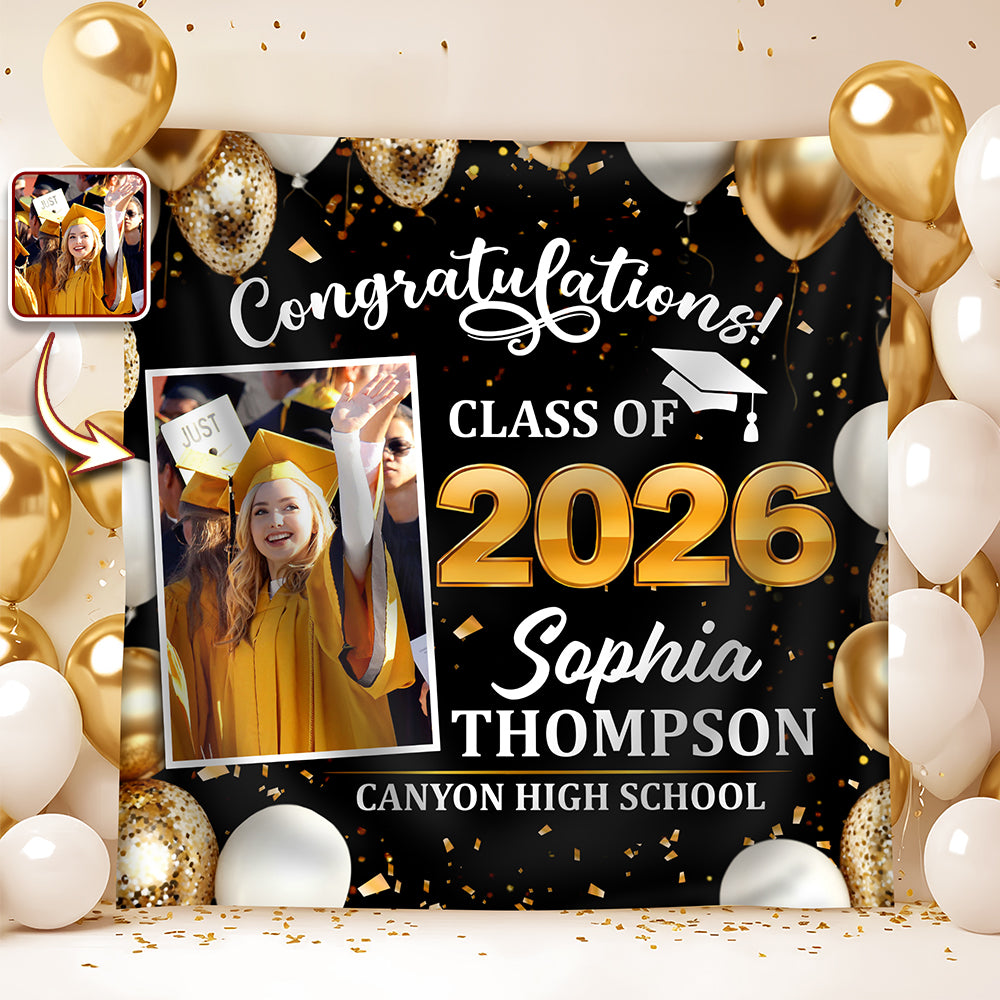 Custom Photo Congratulations Class of 2026 Backdrop Graduation Party Decor CH07 910826