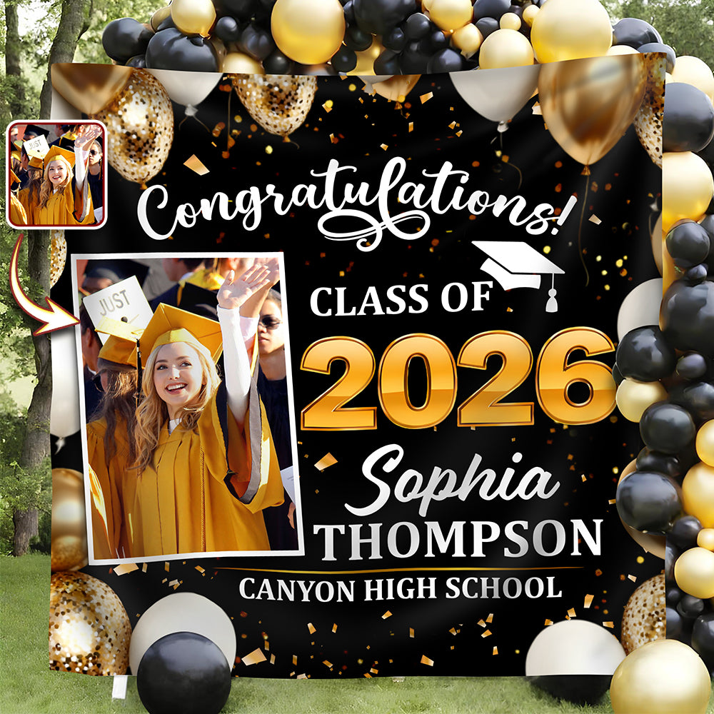 Custom Photo Congratulations Class of 2026 Backdrop Graduation Party Decor CH07 910826