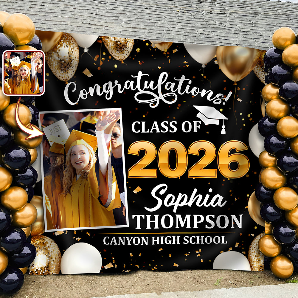 Custom Photo Congratulations Class of 2026 Backdrop Graduation Party Decor CH07 910826