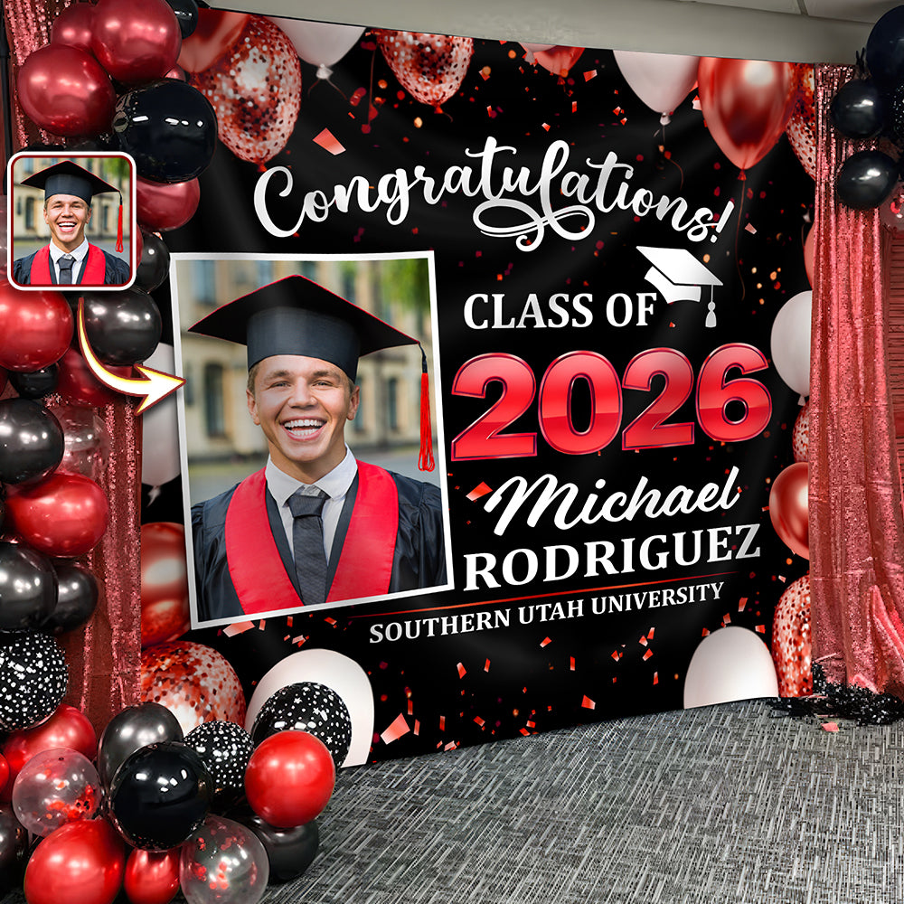 Custom Photo Congratulations Class of 2026 Backdrop Graduation Party Decor CH07 910826
