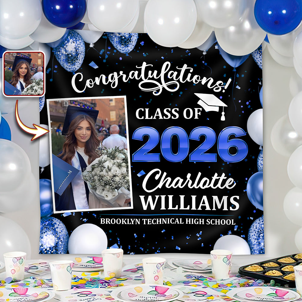 Custom Photo Congratulations Class of 2026 Backdrop Graduation Party Decor CH07 910826
