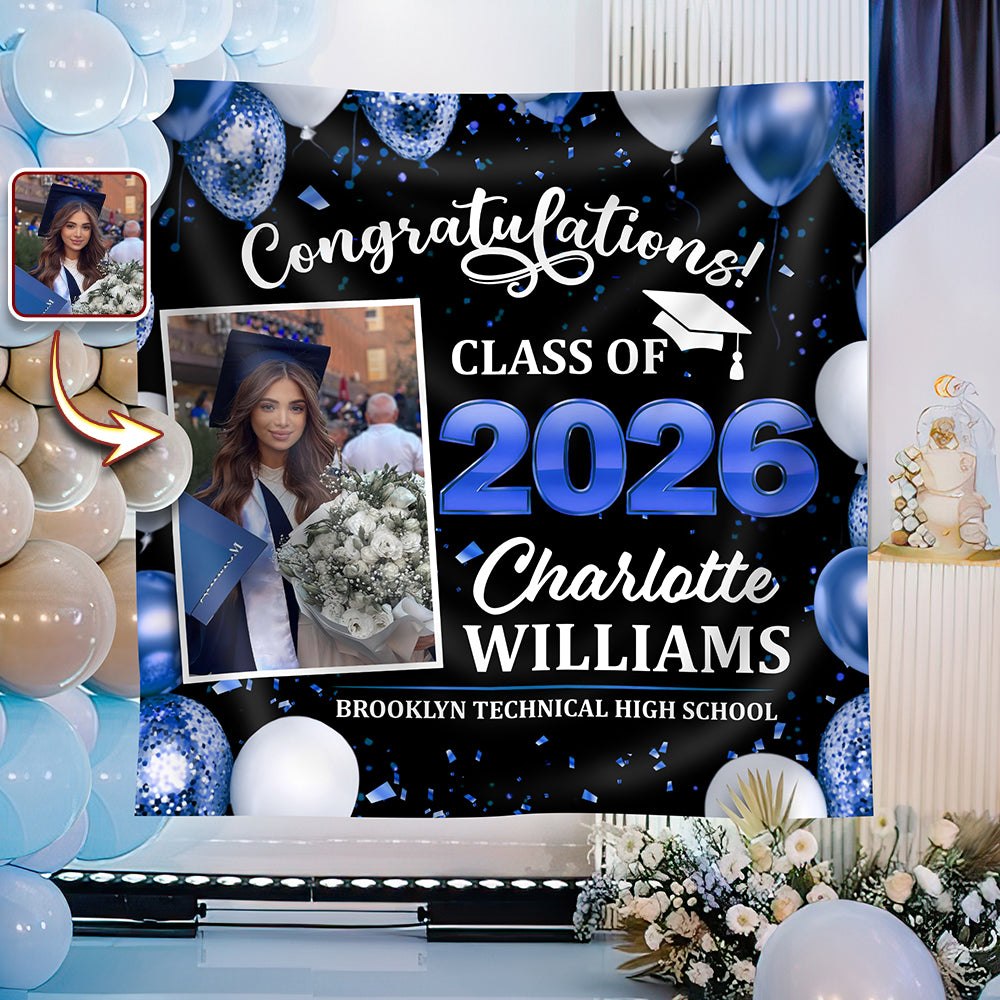 Custom Photo Congratulations Class of 2026 Backdrop Graduation Party Decor CH07 910826