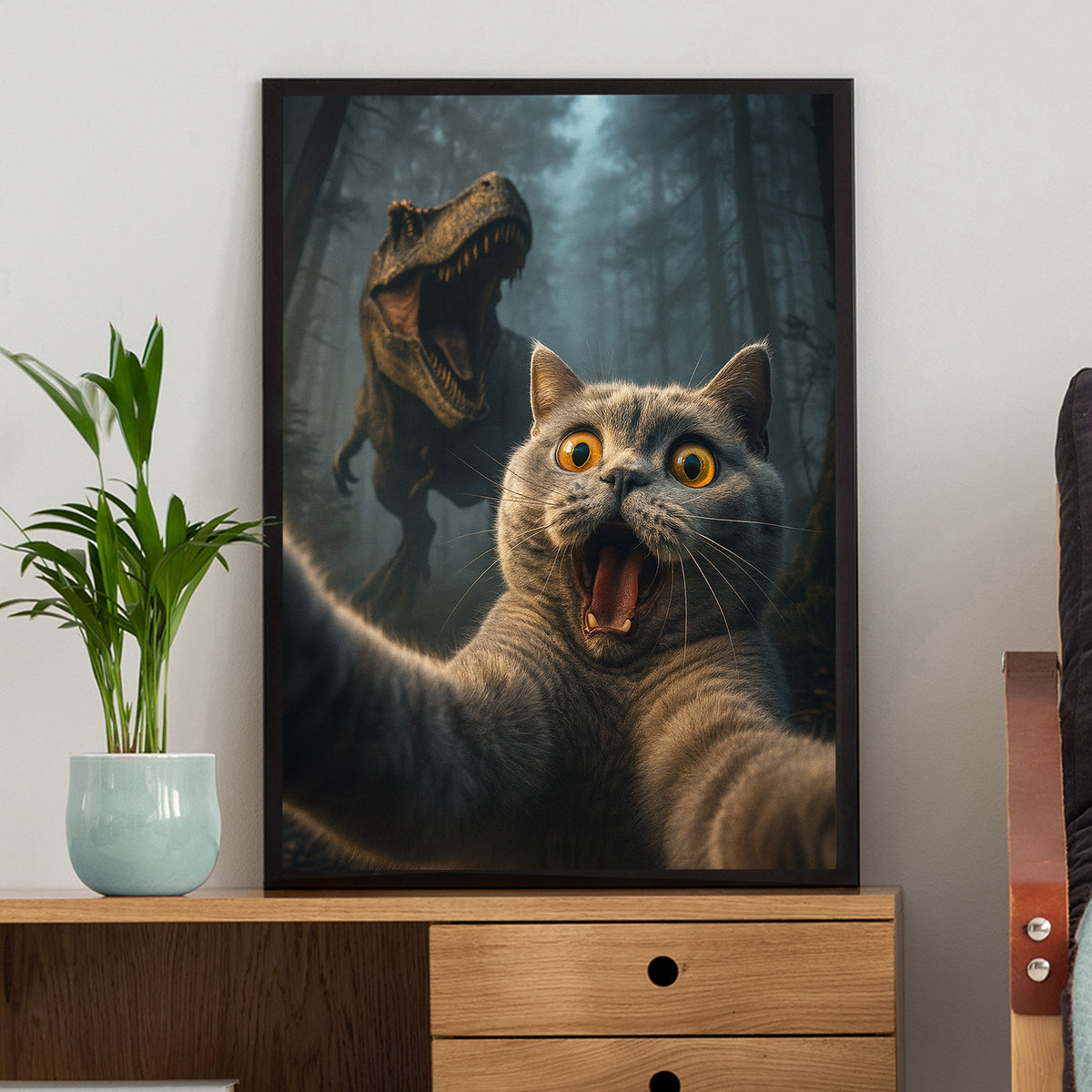 Custom Cat Photo Living That Dino Danger Life Classical Style Poster Gift For Cat Lovers HO82 894842