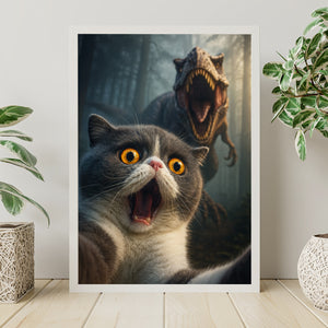 Custom Cat Photo Living That Dino Danger Life Classical Style Poster Gift For Cat Lovers HO82 894842