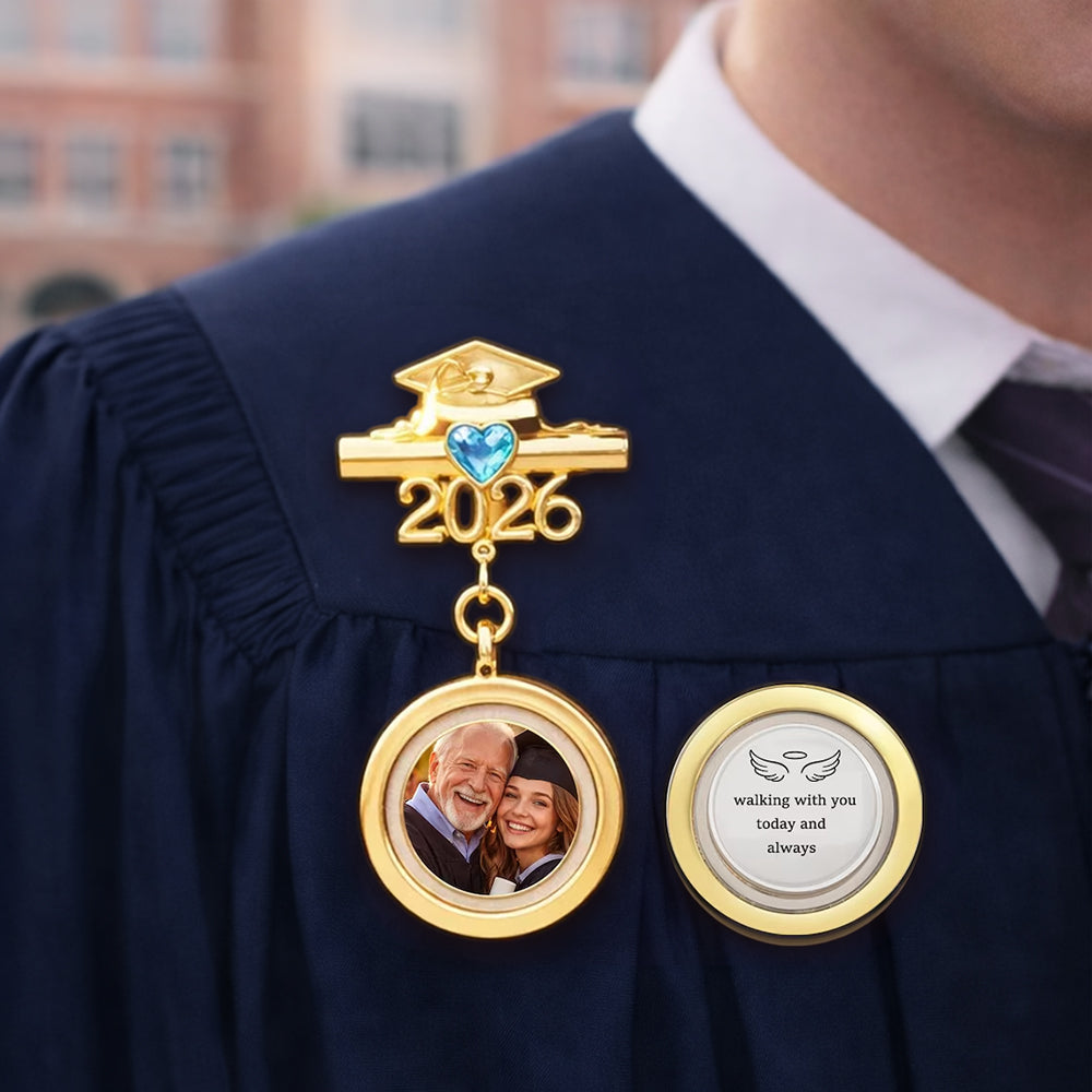 Custom Memorial Photo Walking With You Today and Always Graduation Birthstone Grad Gown Pin HA75 921078