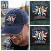 Custom Photo Hooked On Freedom America 250 Washed Denim Baseball Cap For Fishing Lovers HA75 897970