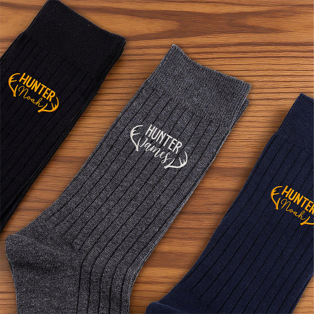 Custom Name Hunting Embroidered Socks - Personalized Gift for Hunting Lovers HA75 922170