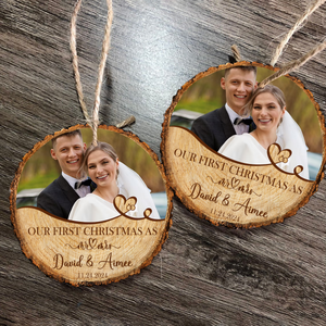 Custom Wedding First christmas As A Mr. Mrs. Photo Wood Slice Ornament Gift For Couple CH07 899266