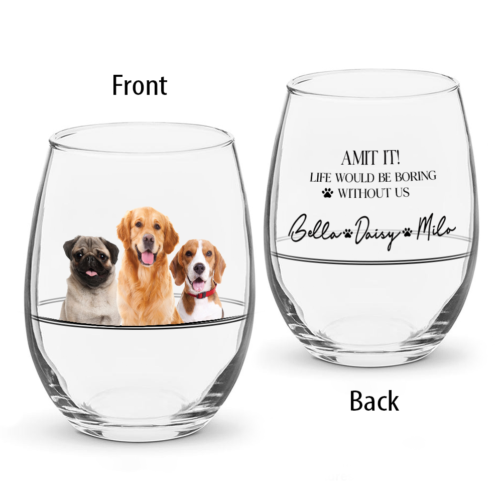 Custom Photo Life Would Be Boring Without Us Wine Glass For Pet Lover TH10 898997