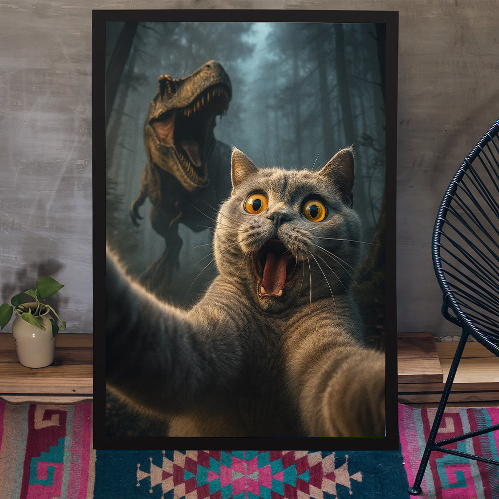 Custom Cat Photo Living That Dino Danger Life Classical Style Poster Gift For Cat Lovers HO82 894842