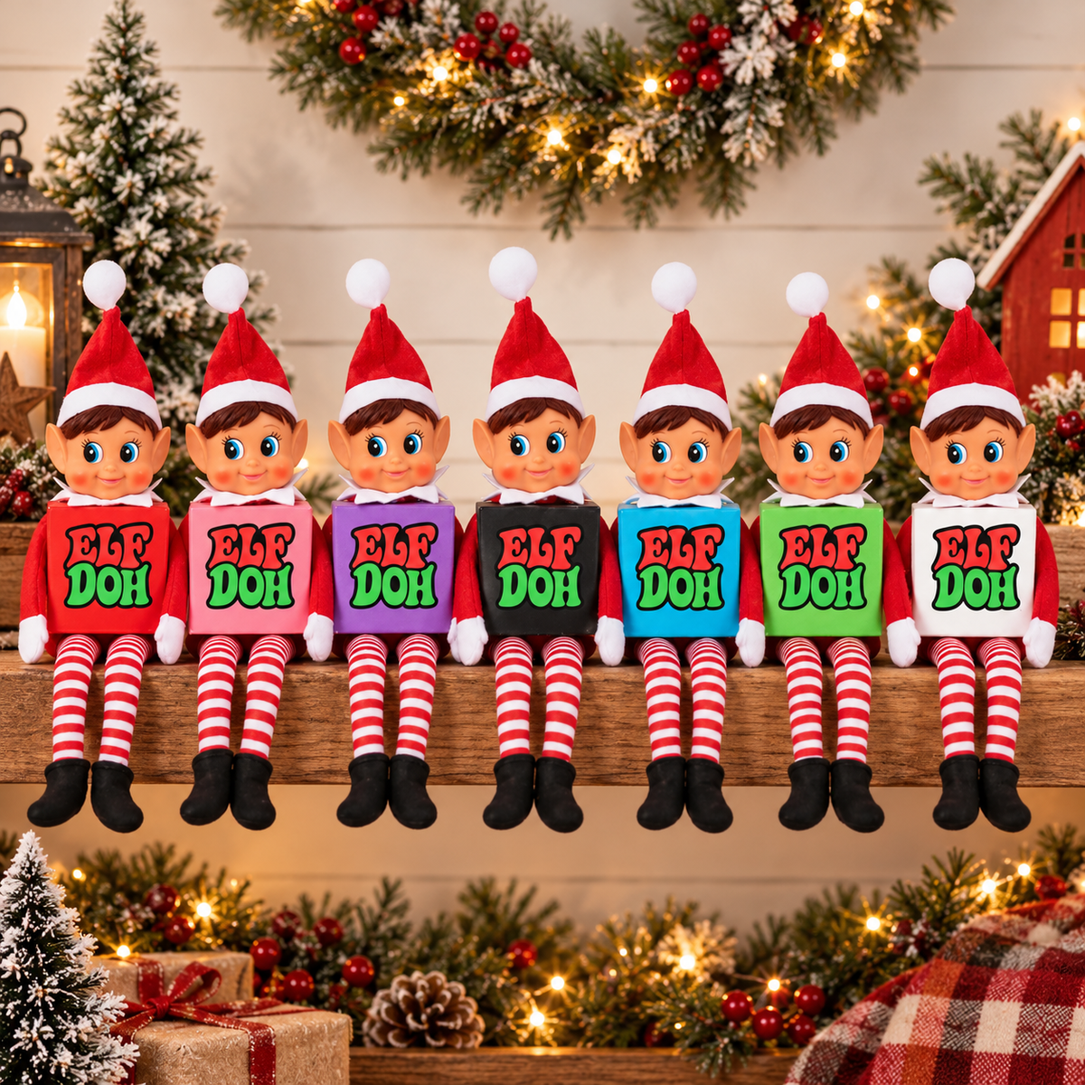 Elf Doh Squishy Box Costume, Funny Elf Outfit Clothes, Christmas Elf Accessory HO82 904052