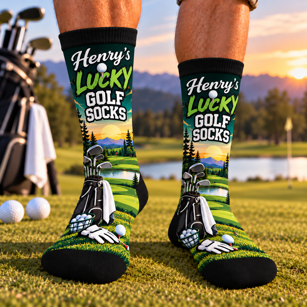 Personalized Lucky Golf Socks, Custom Name Golf Socks Gift for Golfers & Golf Lovers CH07 180850