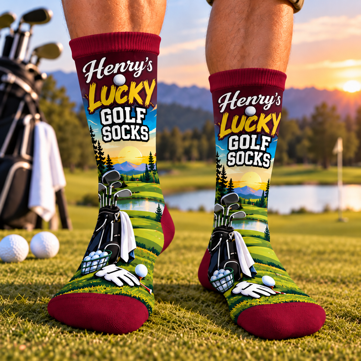 Personalized Lucky Golf Socks, Custom Name Golf Socks Gift for Golfers & Golf Lovers CH07 180850