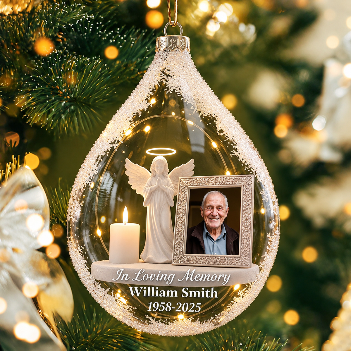 Personalized Dad Mom Memorial Photo Christmas Acrylic Ornament In Loving Memory Keepsake Gift CH07 180986