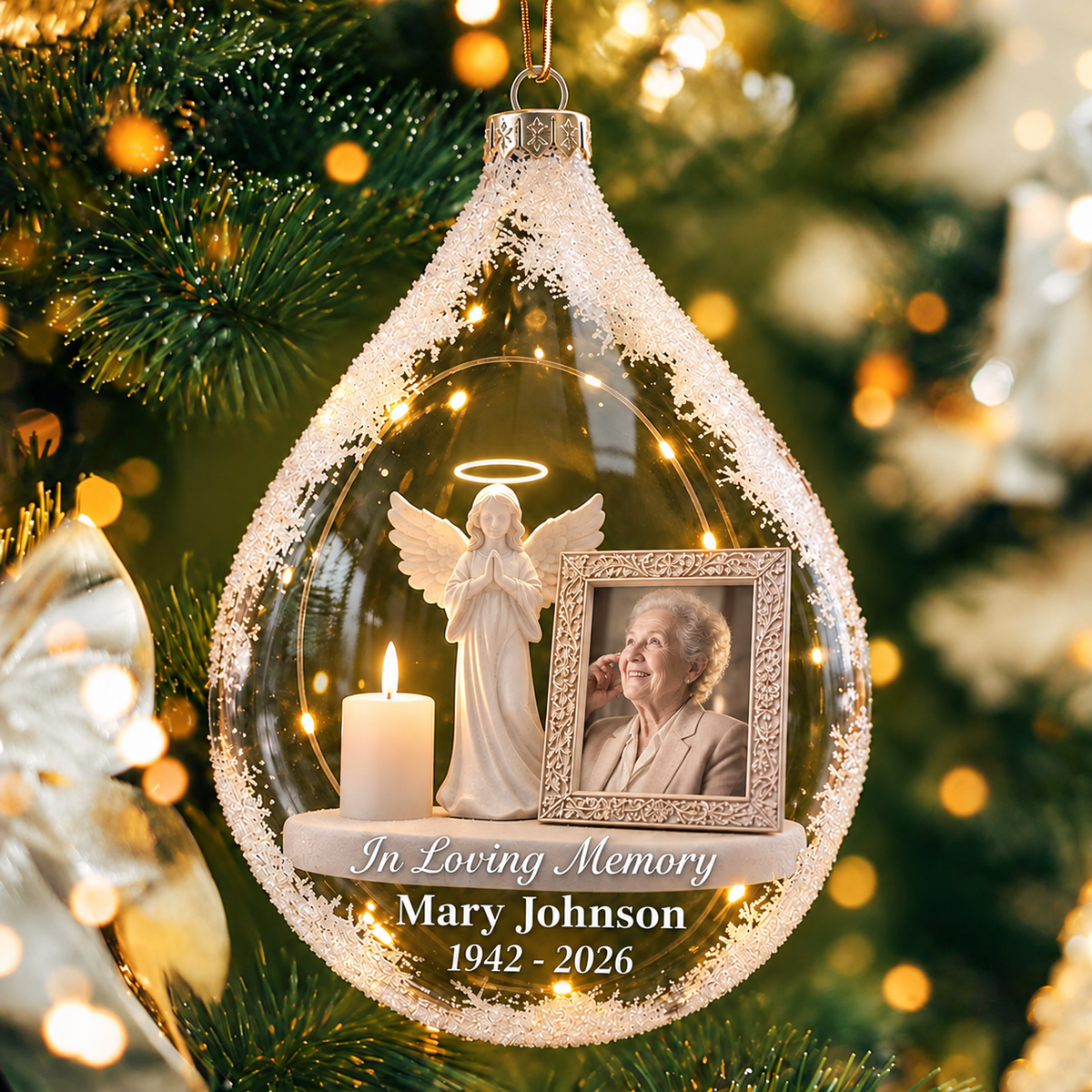 Personalized Dad Mom Memorial Photo Christmas Acrylic Ornament In Loving Memory Keepsake Gift CH07 180986