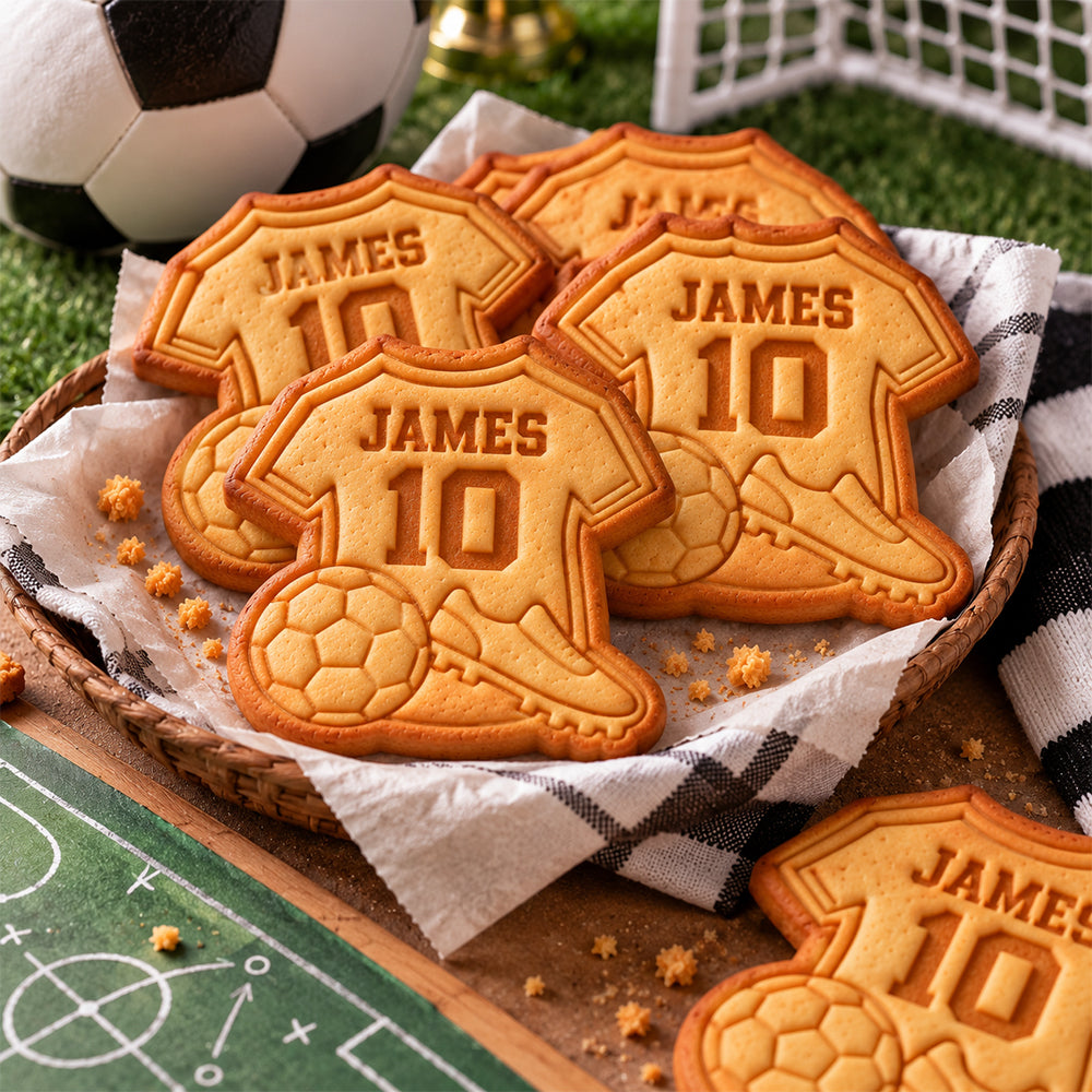 Custom Name Football Shirt Shaped Cookie Stamp, Sports Celebration Baking Accessory HO82 904160
