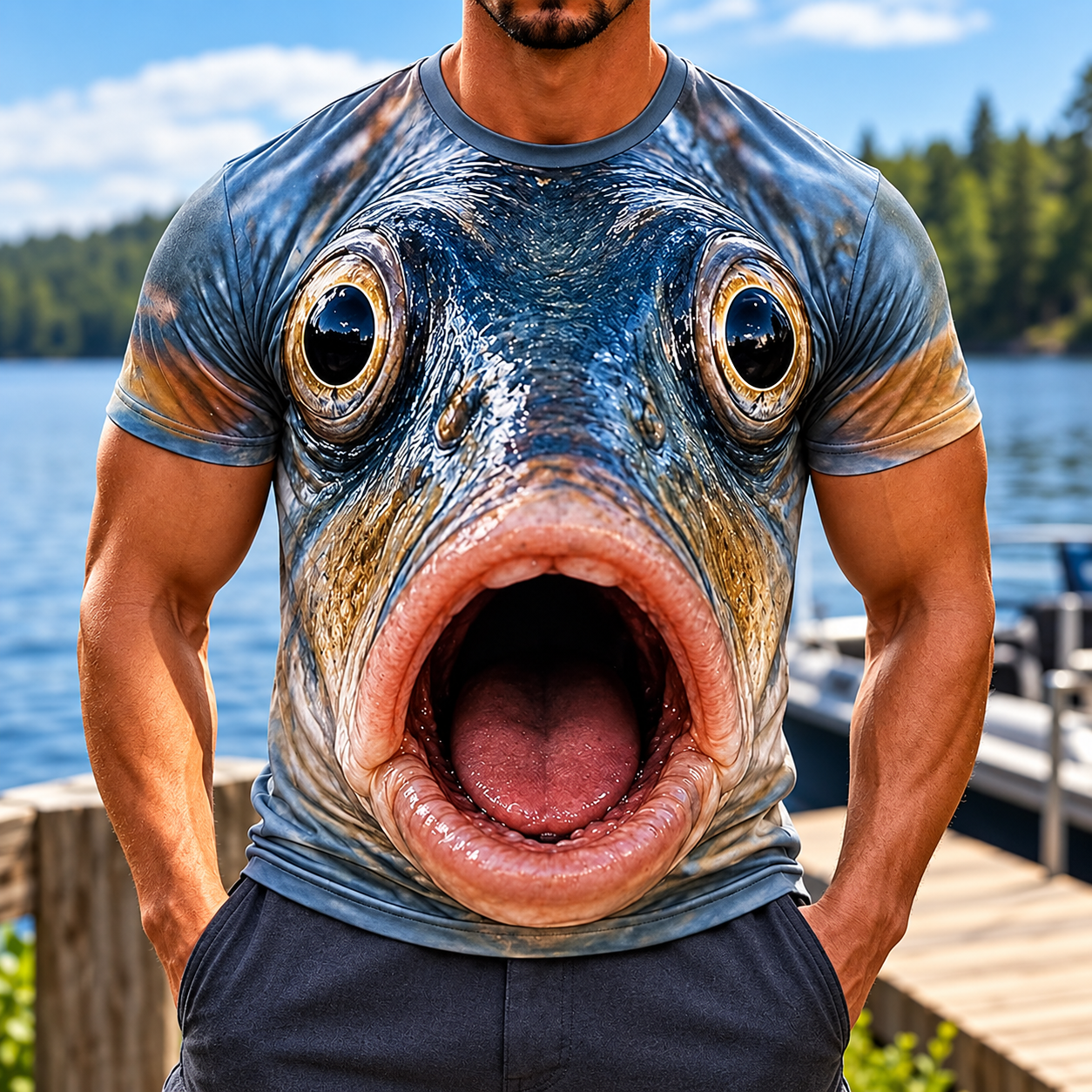 Funny Shocked Animal Face 3D T-Shirt Novelty Graphic Tee CH07 180792