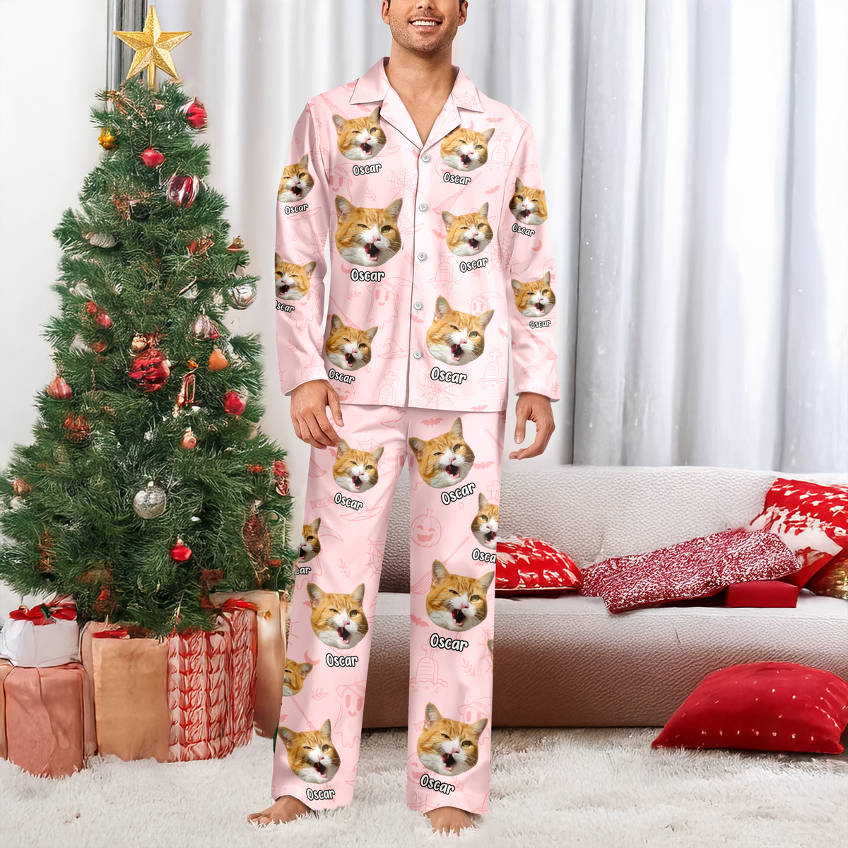 Custom Cat Photo Halloween Season Pajamas For Cat Lovers TH10 896131