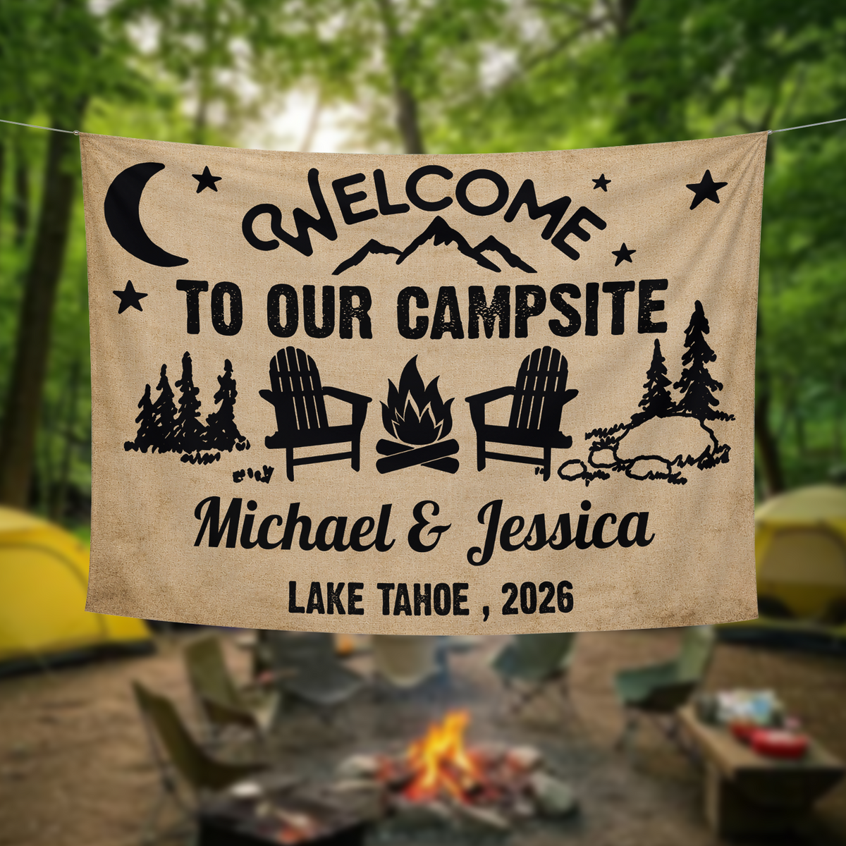 Personalized Welcome To Our Campsite Camping Tapestry, Gift For Camping Lovers HO82 903072