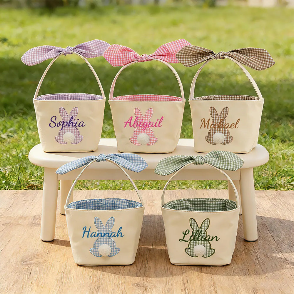Personalized Name Bunny Rabbit Basket Embroidered Easter Basket Easter Gift for Kid HA75 920802